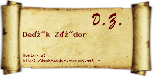 Deák Zádor névjegykártya